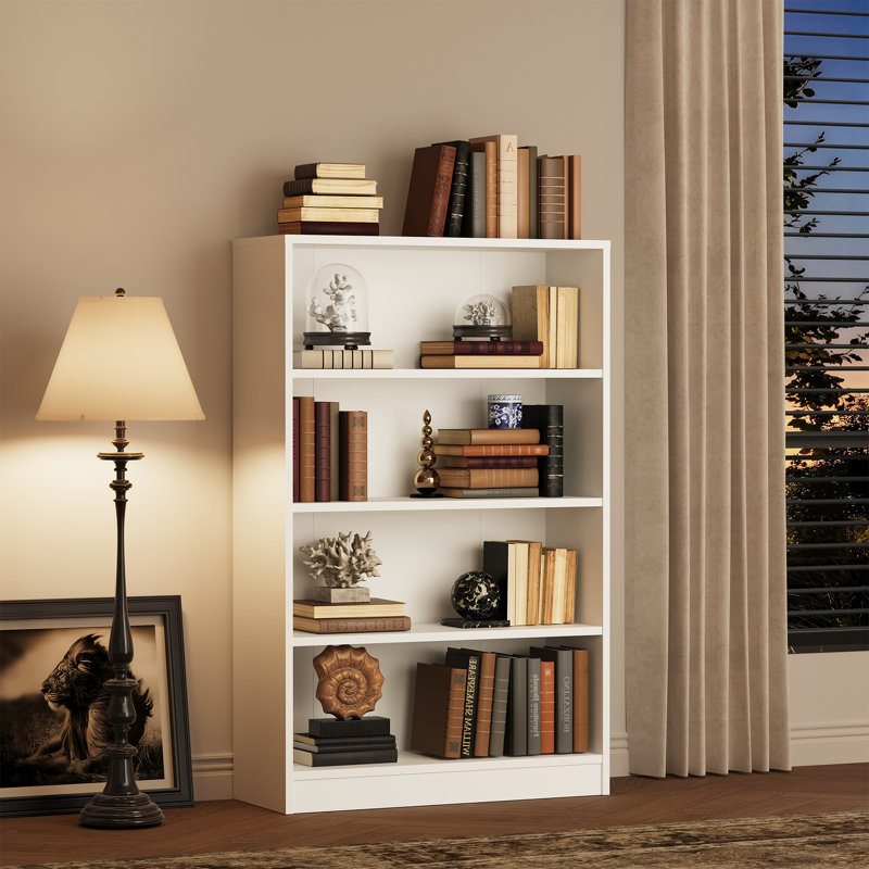 Latitude Run® Gibney Standard Bookcase, (4 Shelves) 48.03” H x 33.07” W x 11.61”D, Moon White