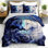 Ensemble d'édredon Mystic Wolves Roses, ensemble de literie Couple romantique loup avec 2 taies d'oreiller, literie douce et lavable à la machine, édredon toutes saisons pour le décor
