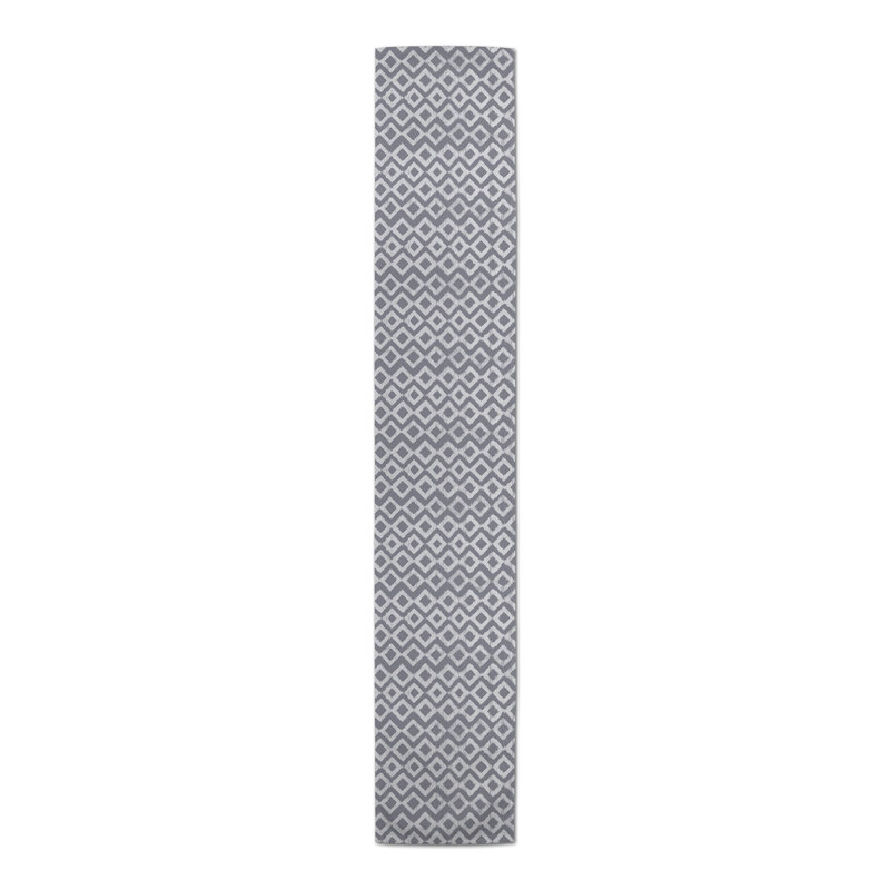 Fonseca Geometric Table Runner, 90" x 16", Dark Gray