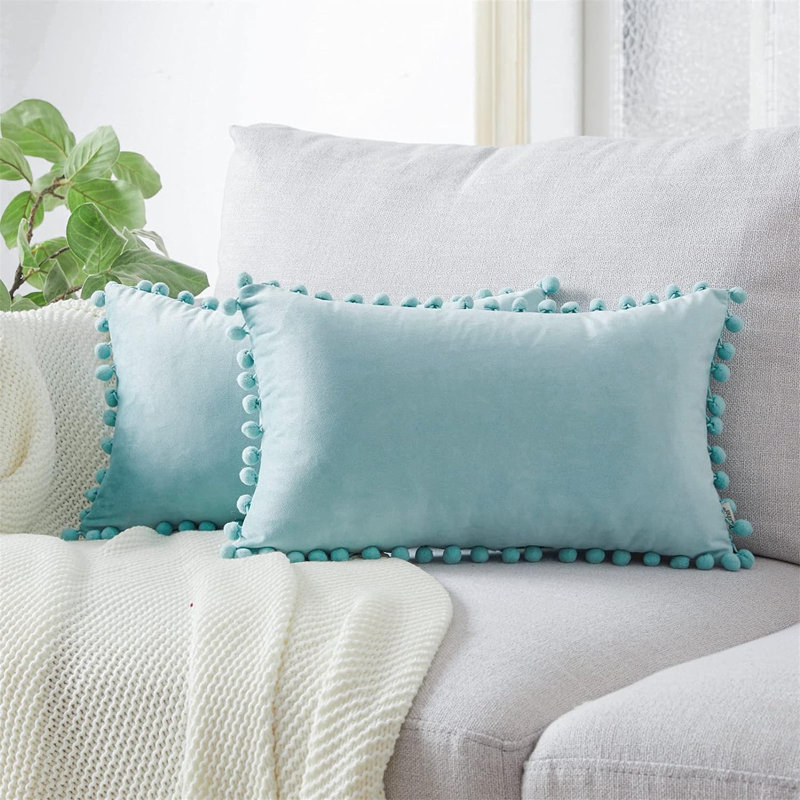 Housse de coussin en velours , Bleu