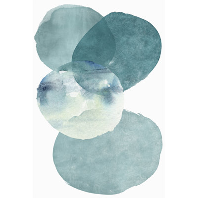«Pools of Ocean Blue Watercolor Abstract II», reproduction sur toile tendue