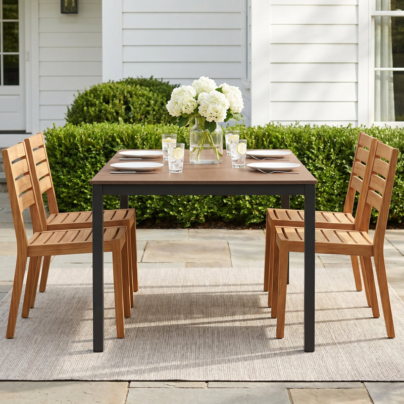 Townsend Outdoor Rectangular Patio Dining Table, 41" W x 83" L x 29" H, Brown