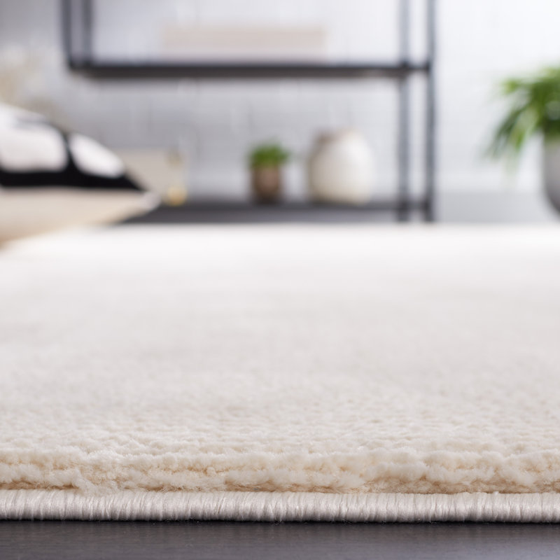 Tapis ivoire en polyester tissé à la main Anabeatriz, Rectangle 9 pi x 12 pi