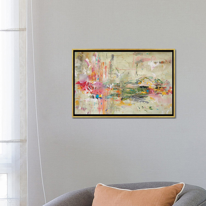" Fast Track " by Julian Spencer, 40" H x 60" W, Gold, Picture Framed Canvas