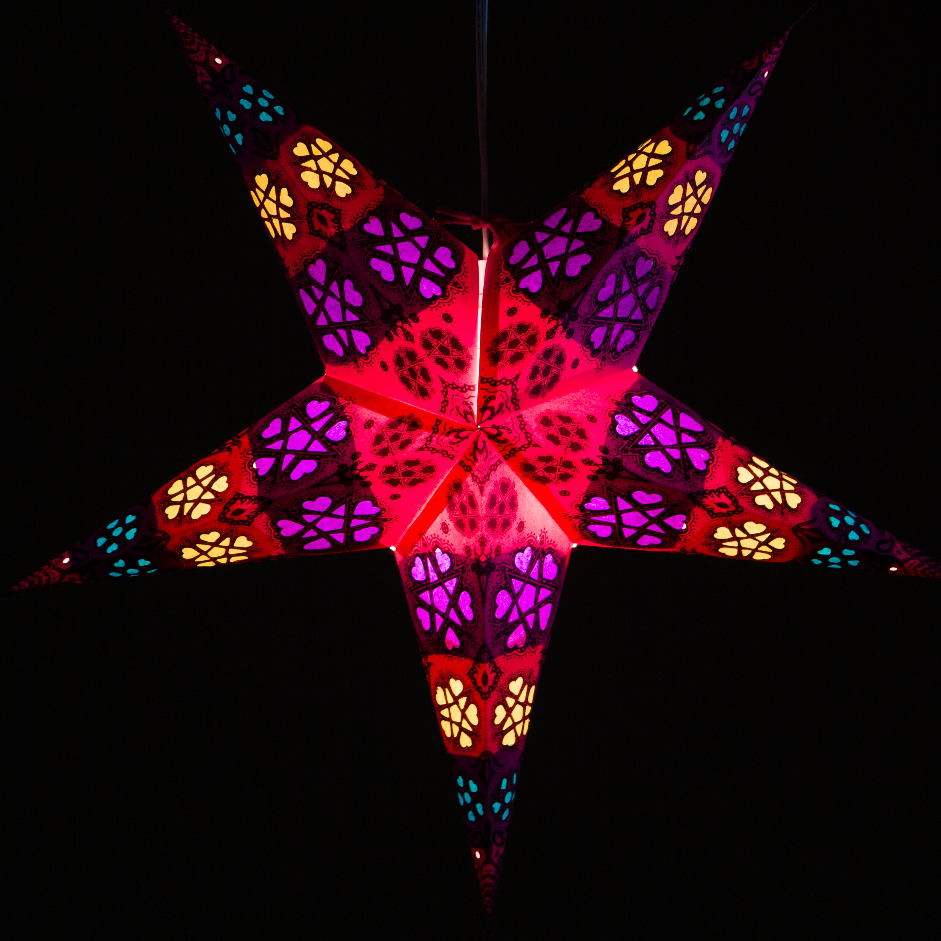 S232) Solid Red Paper Star Lantern - Hometown Evolution Inc.