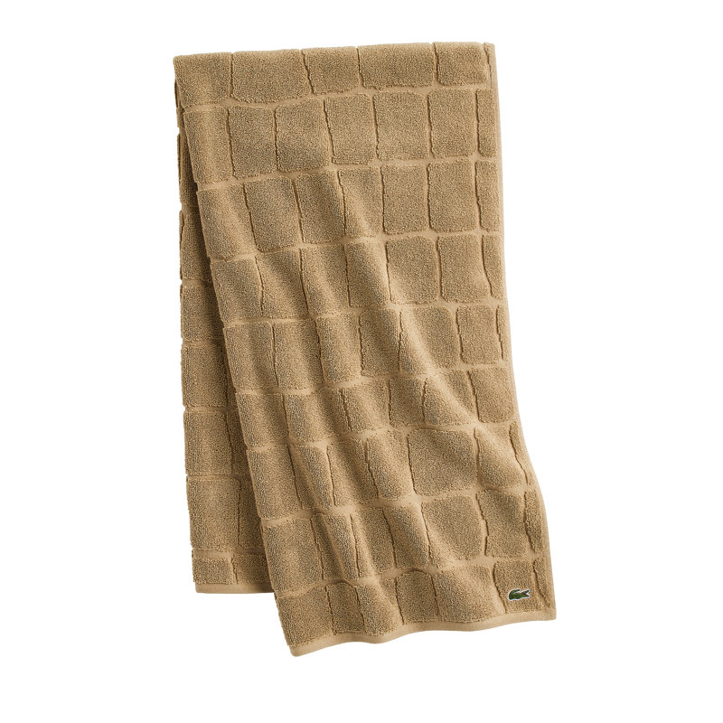 Serviette de bain 100% coton jacquard Lacoste, Sable, Serviette de bain - 1 pièce