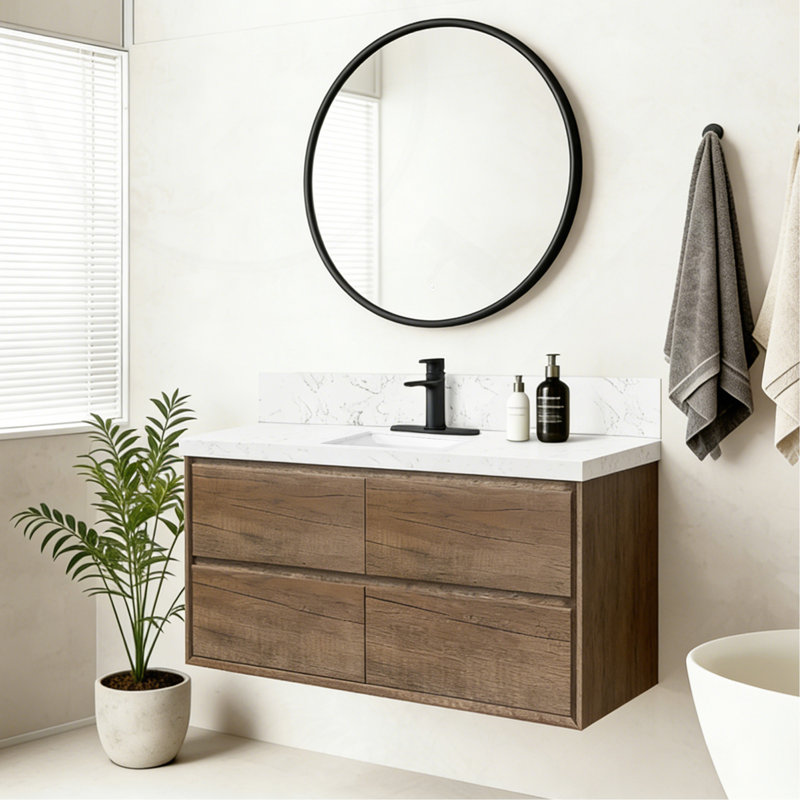 Ensemble de meuble-lavabo mural 48 po, 48", Brown