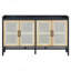 Buffet rustique avec portes décoratives en rotin et espace de rangement spacieux pour le vestibule et le salon-1187455532