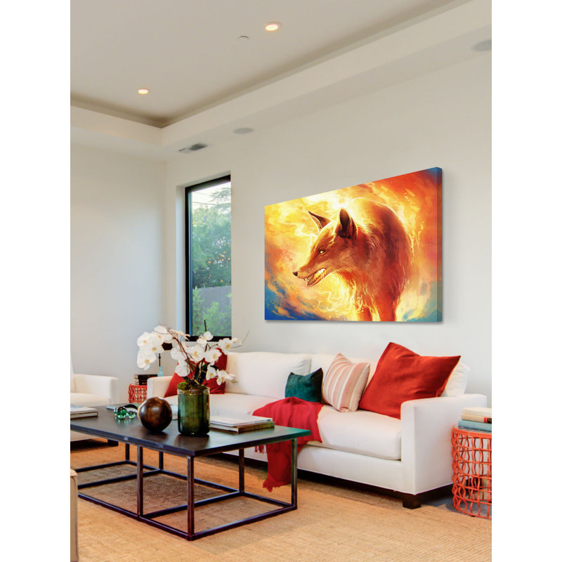 Fire Fox by Jonas Jödicke - Wrapped Canvas Print, 30 cm H x 46 cm W x 4 cm D