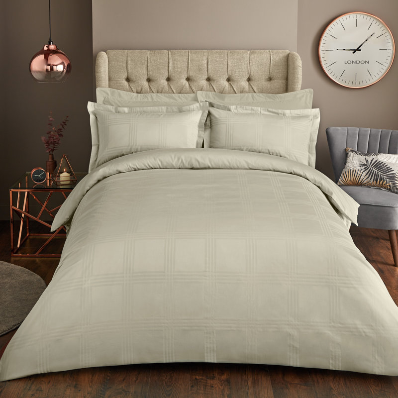 Lauryn Cotton Duvet Cover Set with Pillowcases, Super King - 2 Standard Pillowcases, Cream