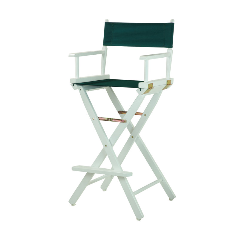 30" Folding Director Chair with Canvas, Hunter Green, White