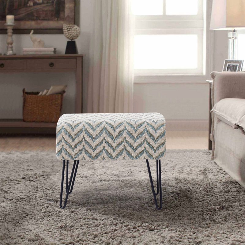 48.3cm Wide Rectangle Chevron Standard Ottoman, Light Blue