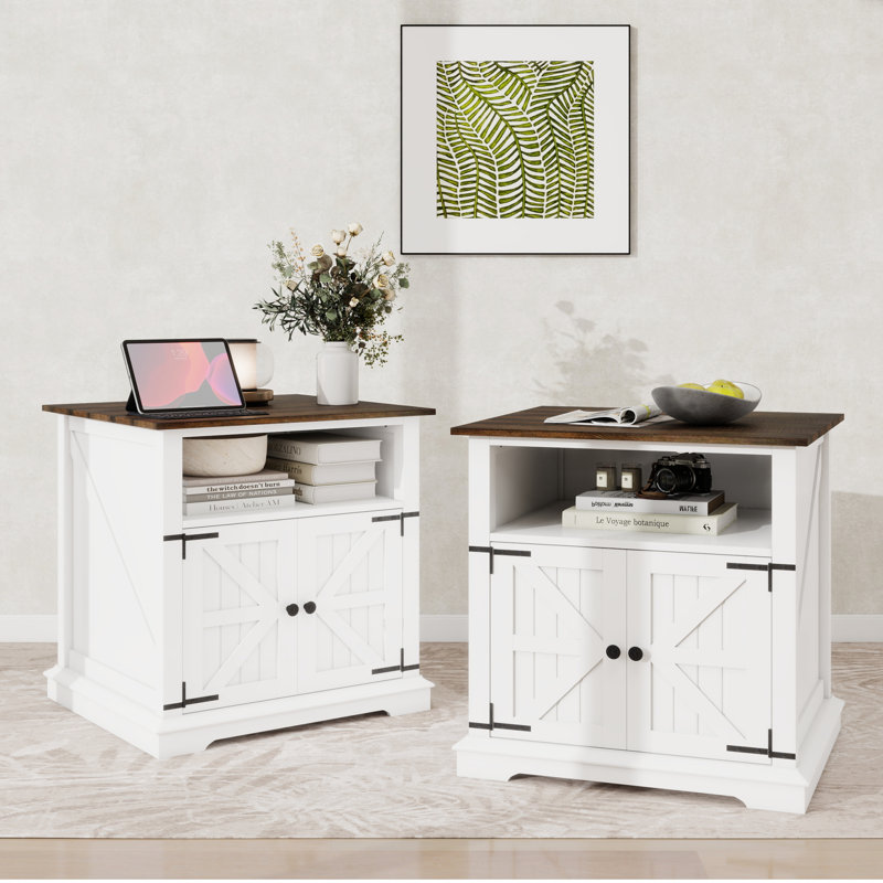 Table de bout et table de chevet 24 po Farmhouse, Noir