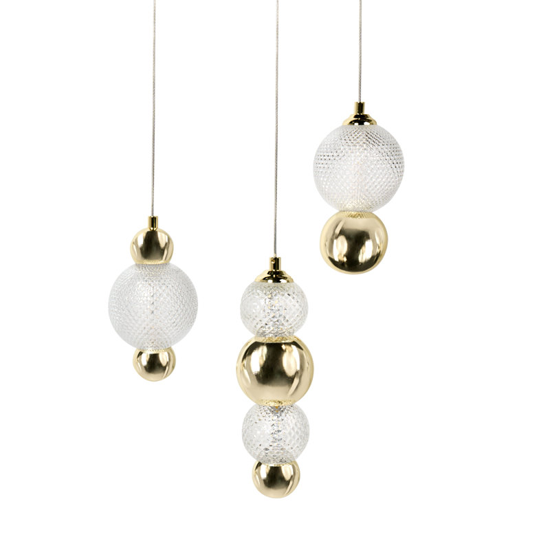 Annai 3 Light Pendant Lamp Annai LED Glass Gold