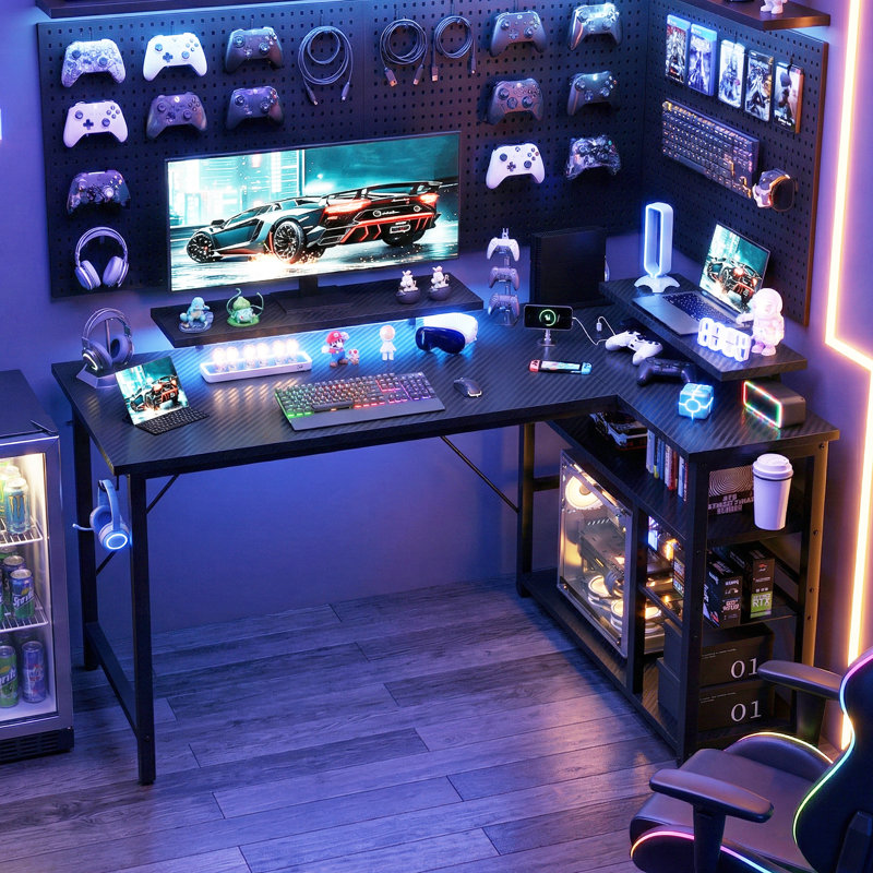 L-Shaped Metal Base Computer Desk