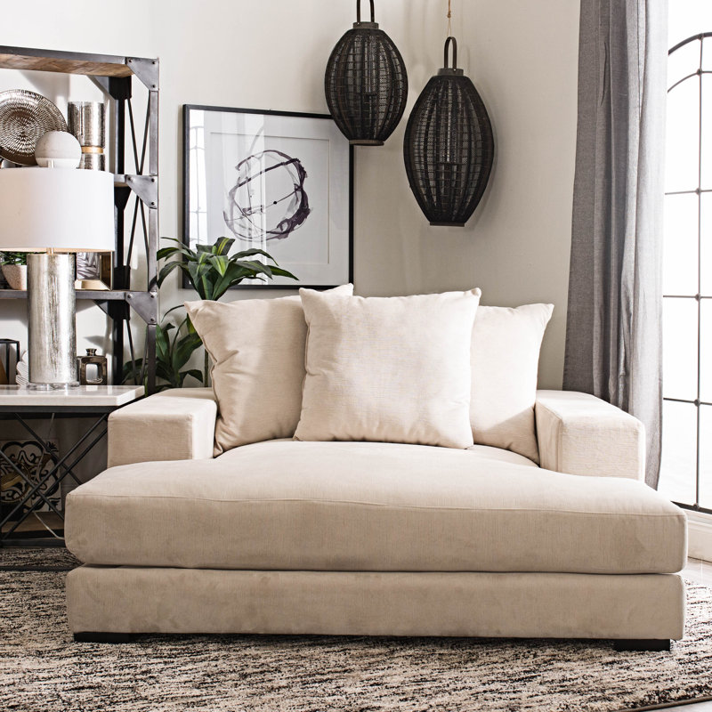 Chaise et demi en polyester ST James, Brun clair / beige
