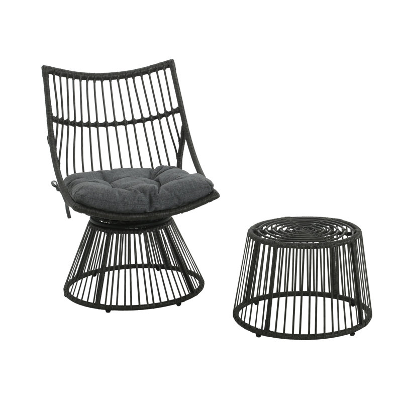 Chaises longues Comfort, ensemble de patio moderne en fer rotin Pe