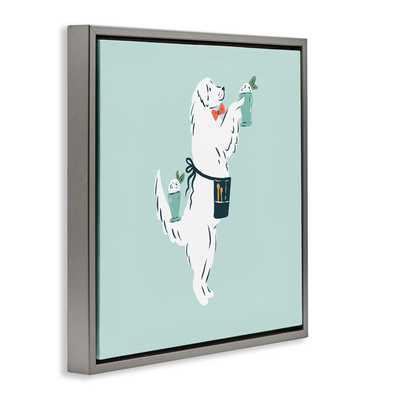 Mint Julep Dog Floating Frame, design by Krissy Mast, 25" H x 25" W, Luster Gray Floater Frame