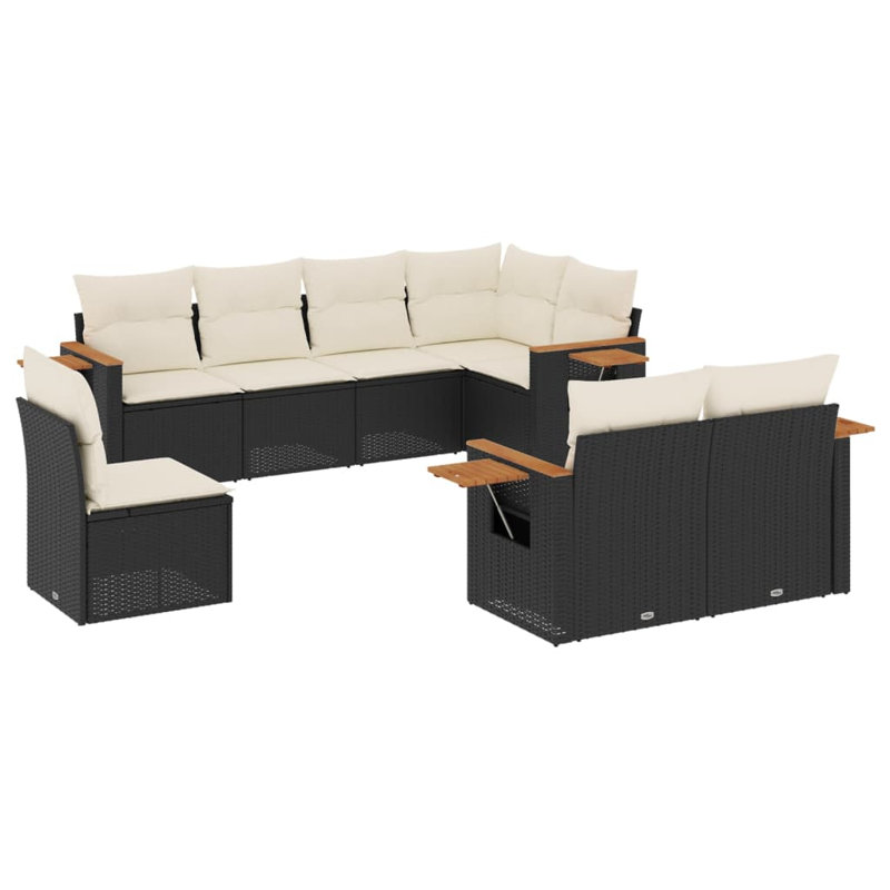 Ensemble de canapé de jardin Vidaxl noir et blanc crème