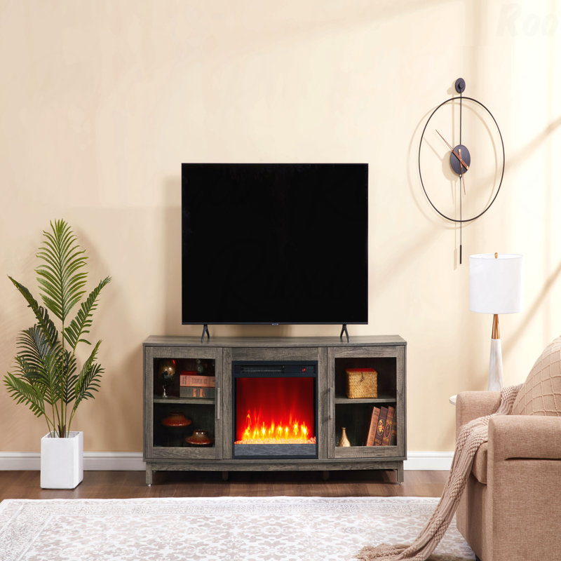 Console 70 po avec foyer et chauffage, Gris