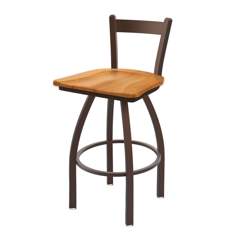 821 Catalina Low Back Swivel Counter Stool, Bronze, Wood-Medium Maple, Bar Stool ( 30" Seat Height)