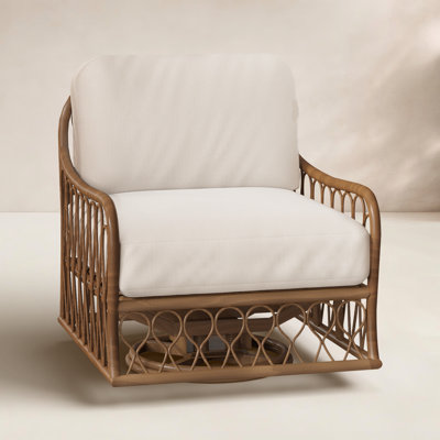 Cane Swivel Rocking Chair with Cushions by Woodard