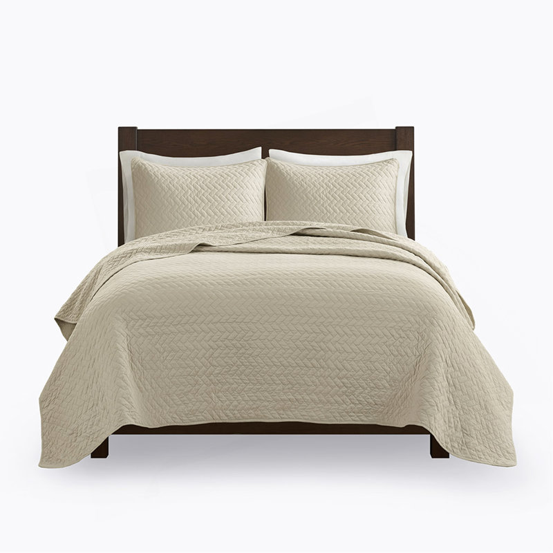 Queen 3 Piece Luxurious Oversized Quilt Set, Linen, Queen Quilt + 2 Pillow Shams