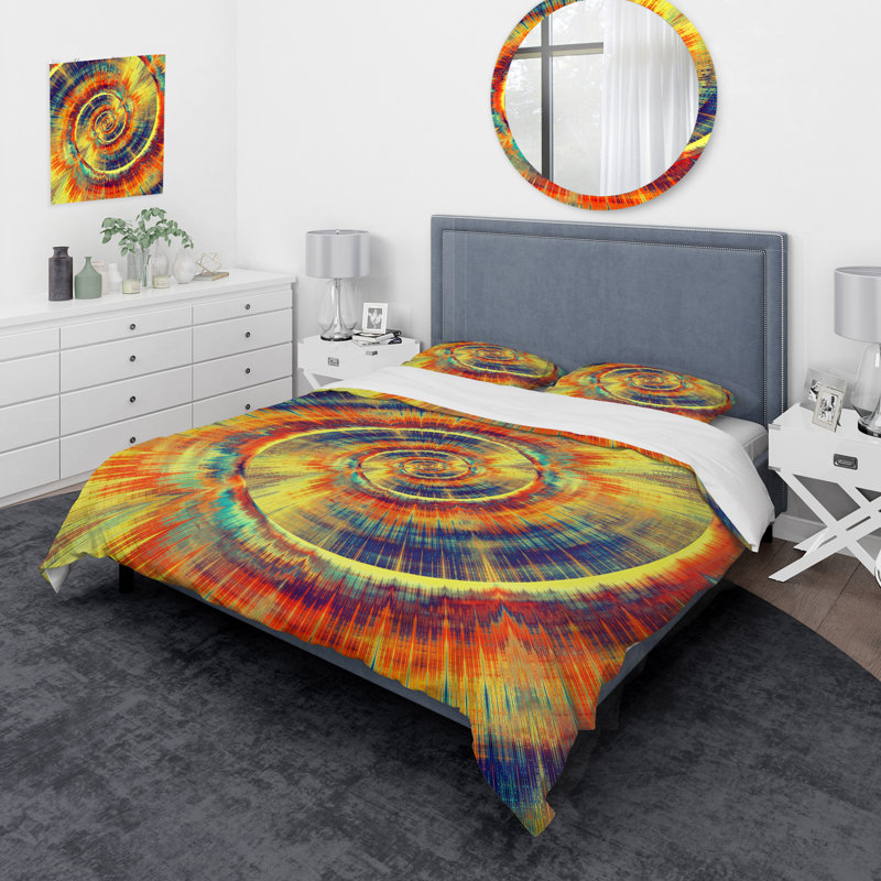 Ensemble de housse de couette Spiral Bright, Housse de couette simple + 1 taie décorative stan