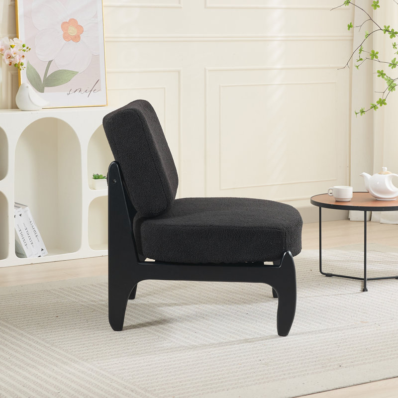Teddy Armless Leisure Accent Chair, Black Teddy, Black