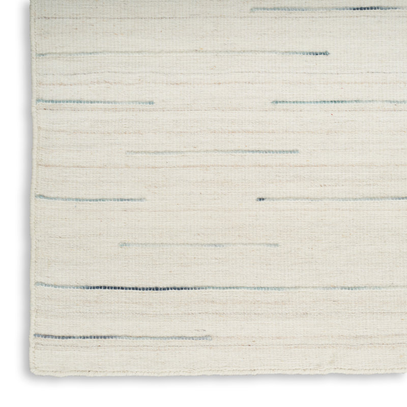 Tapis ivoire en laine et coton tissé à la main Anerinda, Rectangle 6 pi x 9 pi