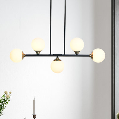 Lustre en métal 5 lumières Eldina, noir mat