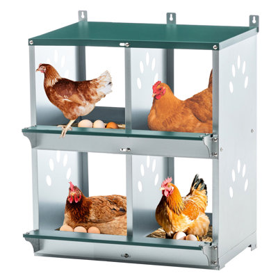 Metal 4 Compartment Chicken Coop, Wall Mounted, 22.31 Inches Product Depth, Rust- And Long - Lasting Mount Egg Laying Boxes, Material, 25.76 High, Easy Assembly Parts