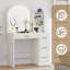 Meuble-lavabo moderne en relief, coiffeuse moderne avec miroir éclairé et 4 tiroirs-545048354