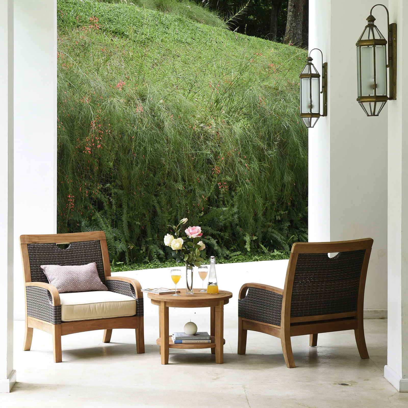 Colden Teak Outdoor Side Table, Natural Teak, 24"