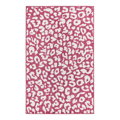 Magenta/Ivory Indoor/Outdoor Rug