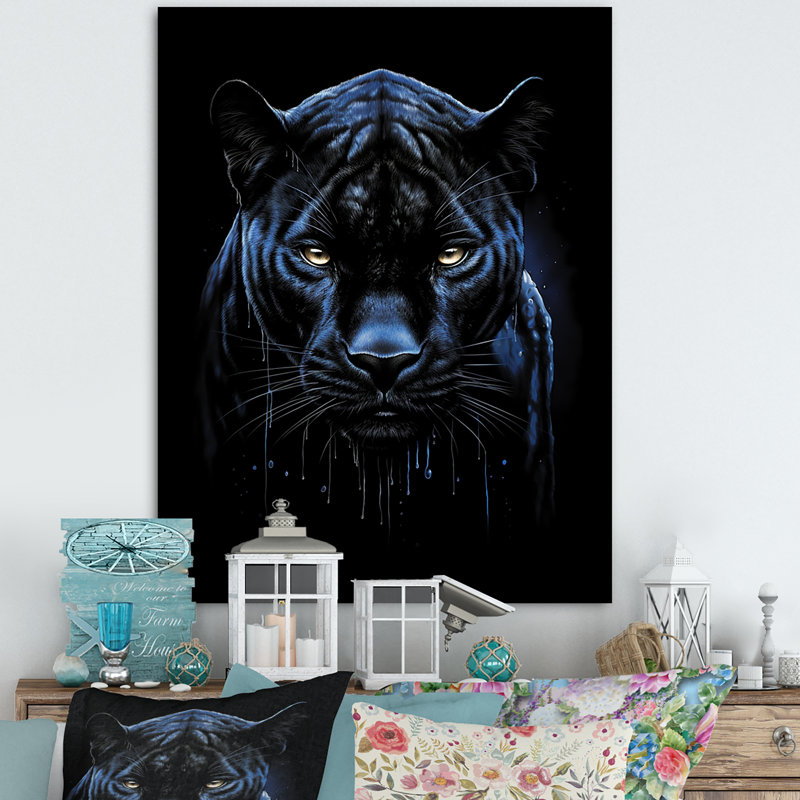 «Black Blue Panther Onyx Majesty Scratch On», reproduction sur toile, H 20 po x l 12 po x P 1 po, Toile tendue