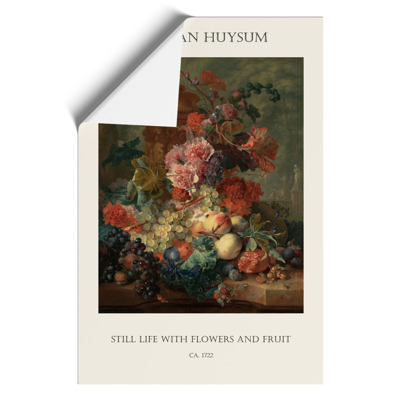 Still Life with Flowers and Fruit Print by Jan van Huysum - Frameless Print, 30cm H x 21cm W x 0.1cm D