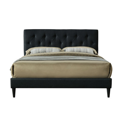 King Size Bed In A Box With Input - Headboard, Black Bonded Sized Fabric