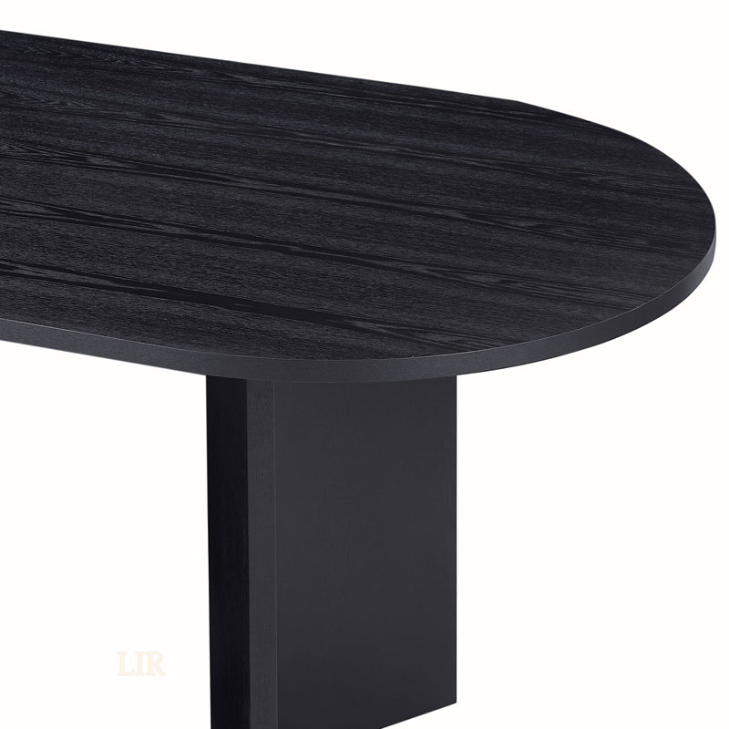 Table de salle à manger Mid-Century moderne en bois, de conception compacte pour les petits espaces, polyvalente et durable avec plateau en panneau de fibres à densité moyenne noir