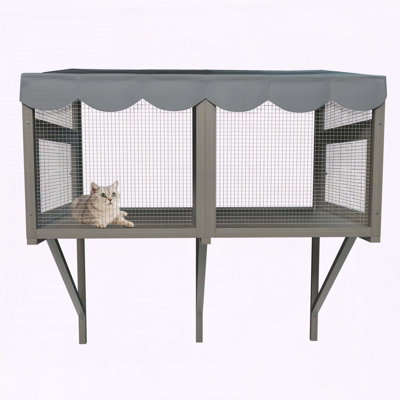 Coffret de fenêtre pour chat Catio, cadre en bois massif, toit imperméable et assemblage facile