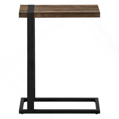 Accent Table, C-Shaped, End, Side, Snack, Brown Laminate, Black Metal, Contemporary, Modern