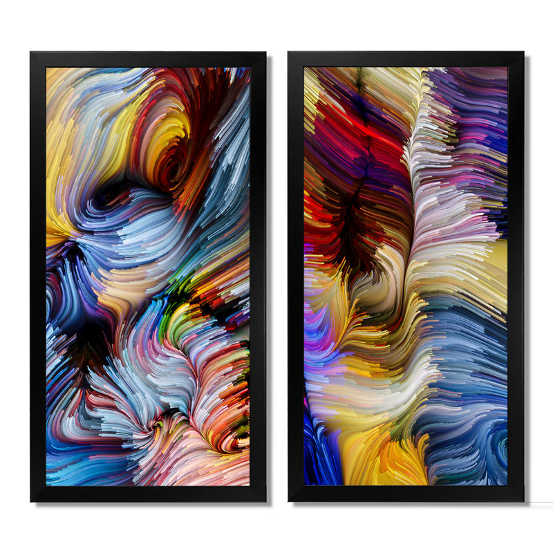 Élégance de l'art liquide - ensemble de 2 reproductions sur toile, H 20 po x l 24 po x P 1 po, Cadre photo noir