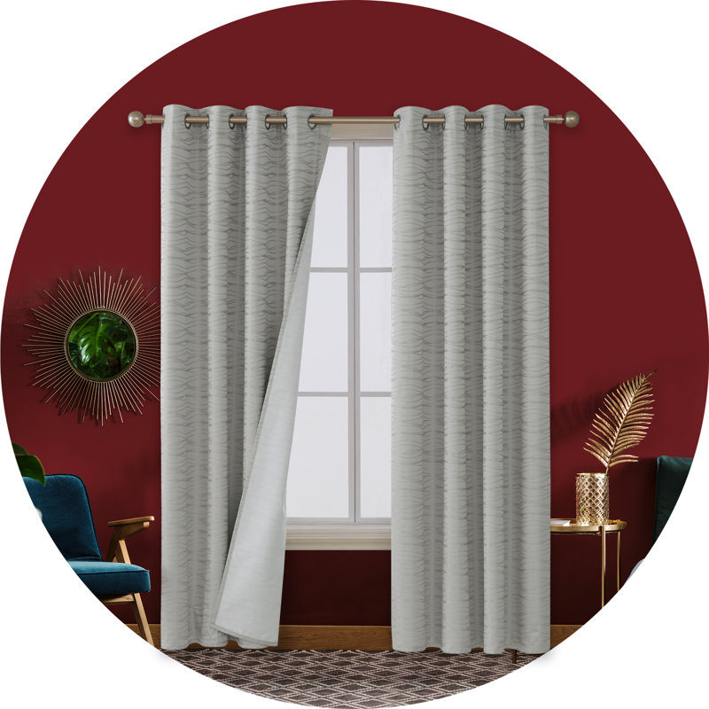 Bakstran Blackout Curtain Pair, Light Gray, 52" W x 54" L
