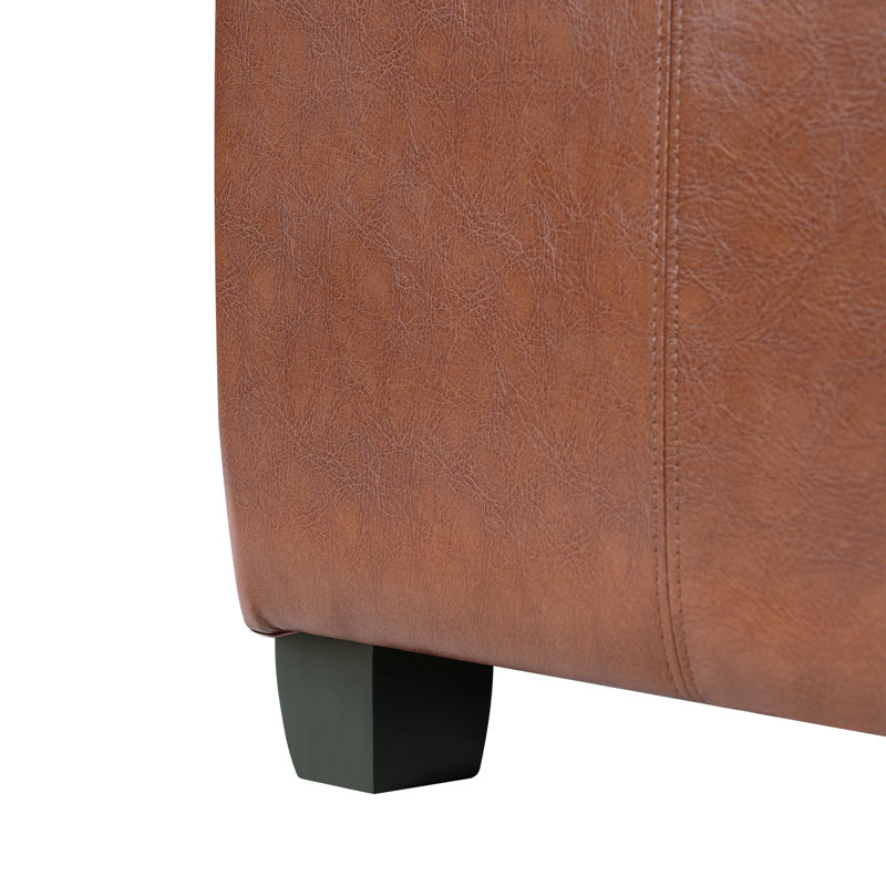 Quentin Faux Leather Ottoman, Brown