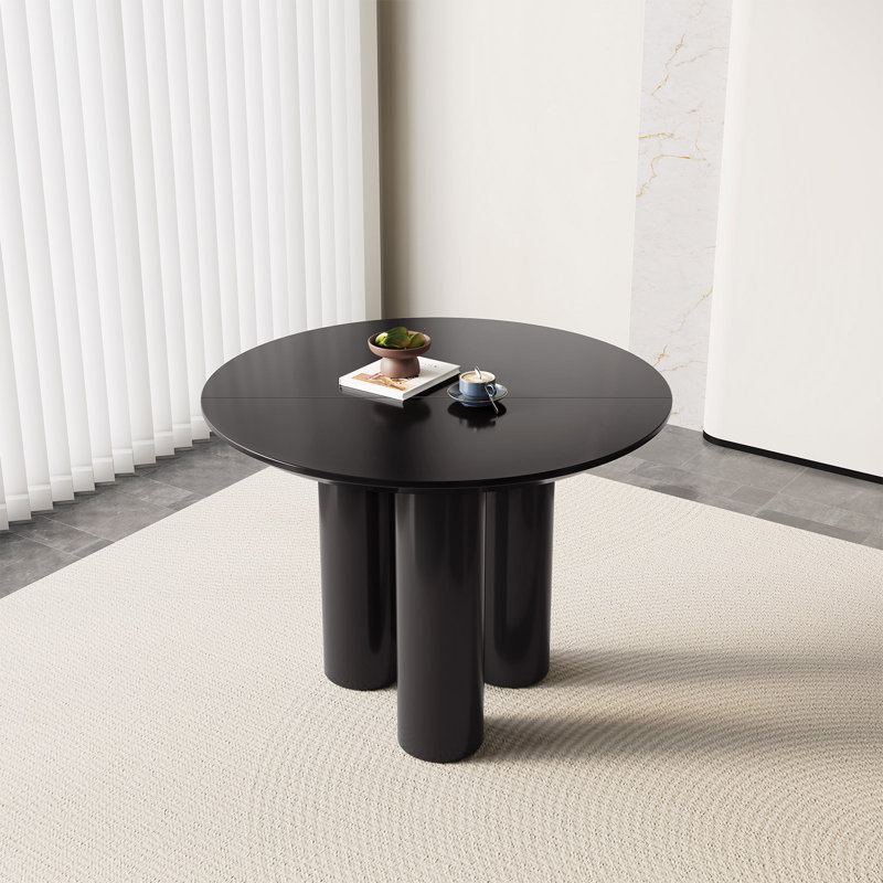 Table de salle à manger ronde noire moderne de 100 cm (39,37 po), idéale pour la cuisine, le bar ou la salle à manger., Noir