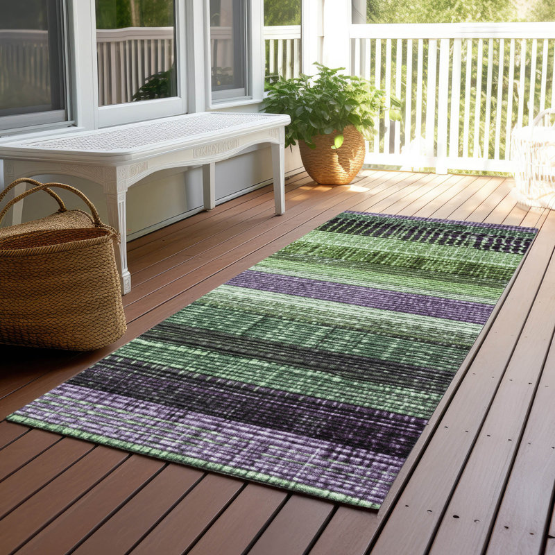 Machine Washable Indoor/Outdoor Xhevrie Purple Rug, Runner 2'3" x 7'6"