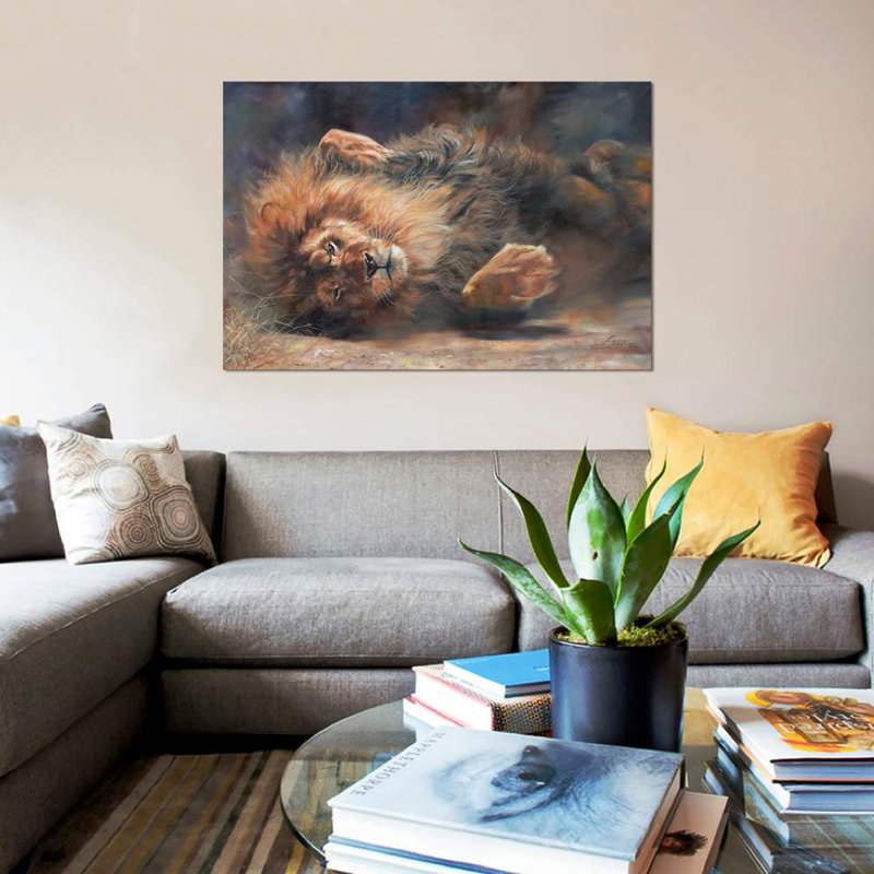 «Lion Rocking and Rollin», impression sur toile, H 40 po x l 60 po x P 1,5 po, Toile tendue, Pas de tapis