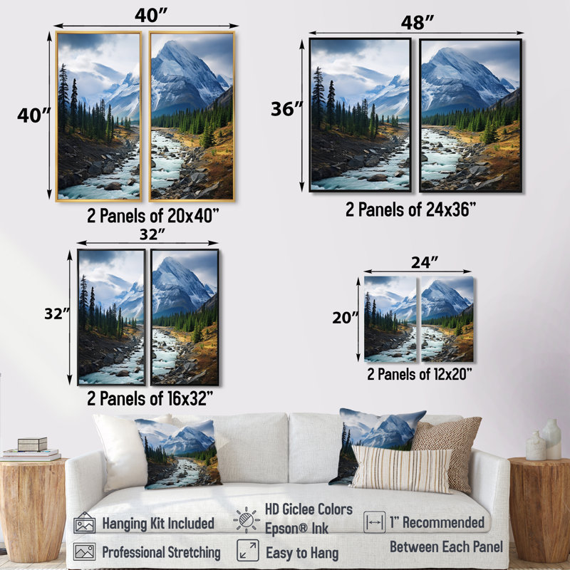 Canada Misty Mountain Majesty II - Grand Canada, ensemble de 2 reproductions d'art sur toile, Noir, H 36 po x l 48 po