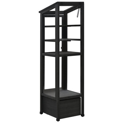 Mini cadre froid portatif en bois pour serre avec jardin 62,4 pouces de hauteur TopMAX avec boîte de rangement mobile et tablettes réglables pour une utilisation intérieure / extérieure, noir
