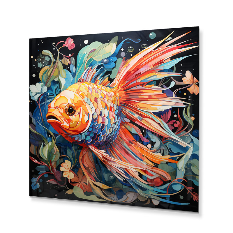 Pêche, Pop Art, piscine I - animaux, impressions murales en métal, H 29 po x l 29 po x P 1 po